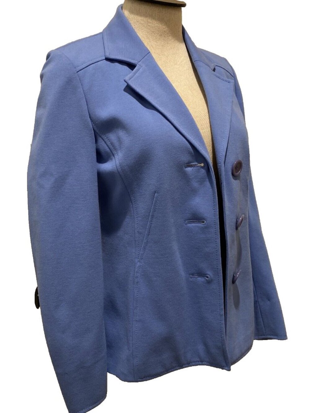 Talbots Petites Blazer Jacket Womens 2P Blue Tailored Buttoned Front Career